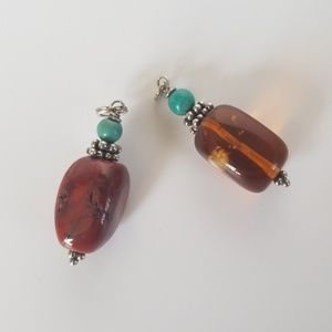 Amber & Jasper with Turquoise Pendants